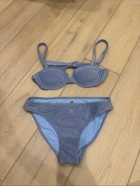 Sabal Swim, blue shimmer bikini set. Small and medium . Great condition